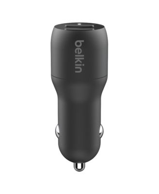 BoostCharge Dual USB-A Car Charger 24W and USB-A to Lightning Cable