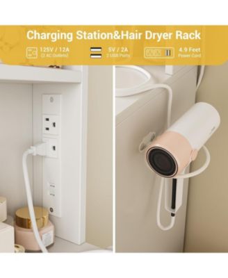 4-Drawer 5-Shelf Vanity Desk, Lighted Mirror Makeup Table for Ample Storage