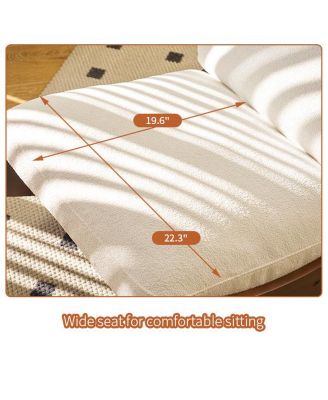 Corduroy Retro Striped Glider Rocking Chair Solid Wood Frame Accent Reading Chair for Bedroom Living Room Nursery