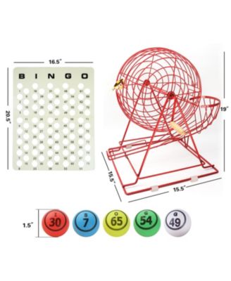 Bingo Game Set with Jumbo Bingo Cage and 1.5" Ping Pong Size Bingo Balls, Plastic Master Board