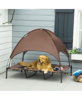 48" Coffee Outdoor Elevated Pet Bed with Canopy