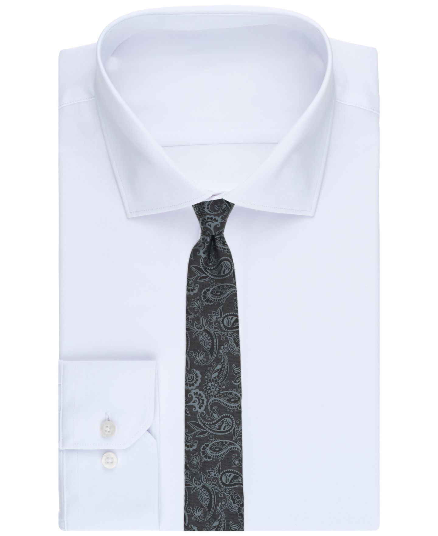Мужской галстук Bar III Gunning Paisley Skinny Tie, цвет: Чёрный — фото 3