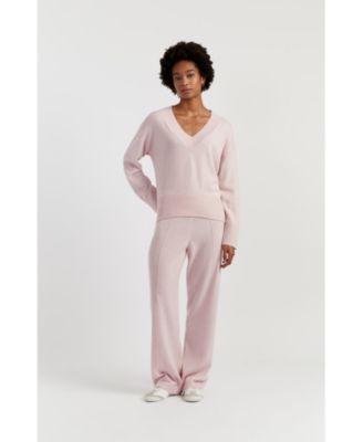 Women's V Neck Wool Cashmere Slouchy Lightweight Sweater