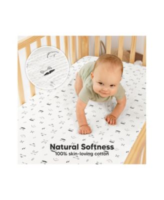 Lyra Muslin Crib Sheets for Boys, Girls, 2pk 52x28 Cotton Baby Crib Mattress Sheets Fitted, Soft, Breathable