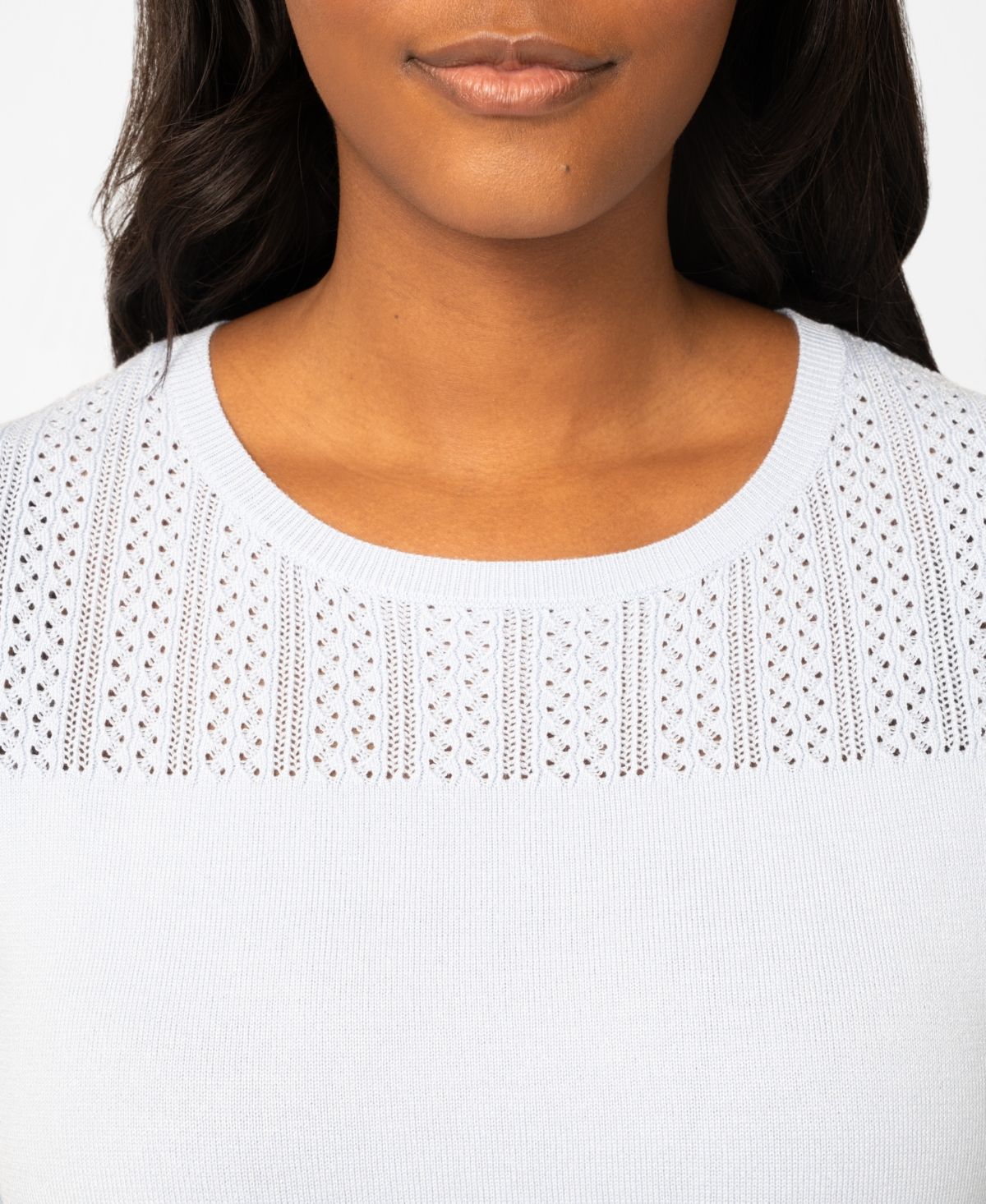 Melissa Paige Petite Mixed Cable Round Hem Sweater