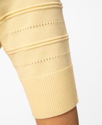 Petite Ottoman Stitch Elbow-Sleeve Crewneck Sweater