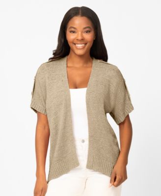 Petite Button Shoulder Flyaway Cardigan Sweater
