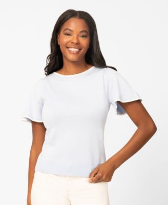 Women's Boat-Neck Flutter-Sleeve Sweater