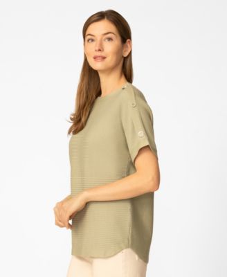 Women's Vertical Rib Sweater Knit T-Shirt