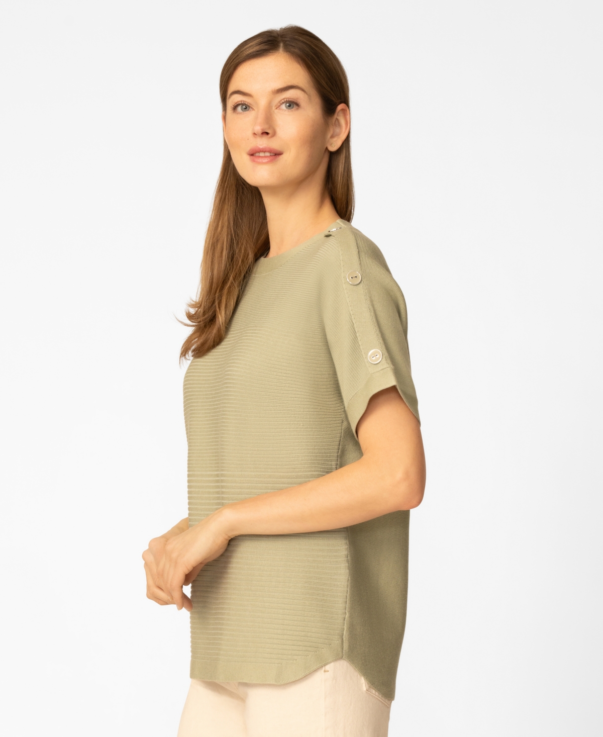 Melissa Paige Women's Vertical Rib Sweater Knit T-Shirt