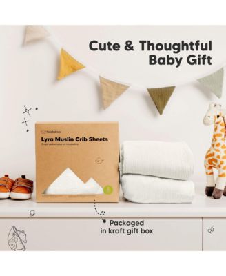 Lyra Muslin Crib Sheets for Boys, Girls, 2pk 52x28 Cotton Baby Crib Mattress Sheets Fitted, Soft, Breathable