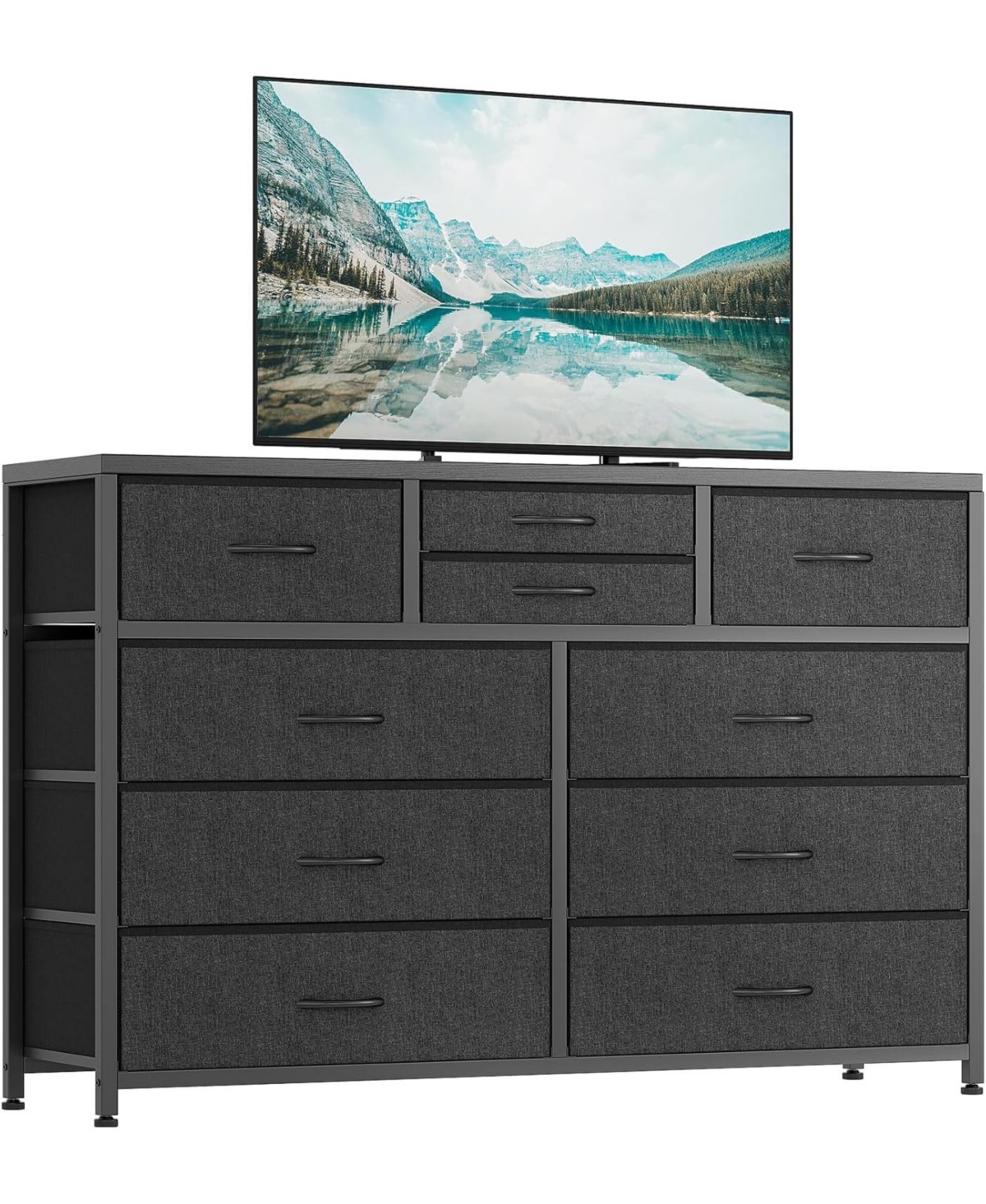 gaomon 10 Drawers Fabric Dressers for Bedroom, Modern Chest of Drawers, 45" Wide Tv Stand Dressers - Black