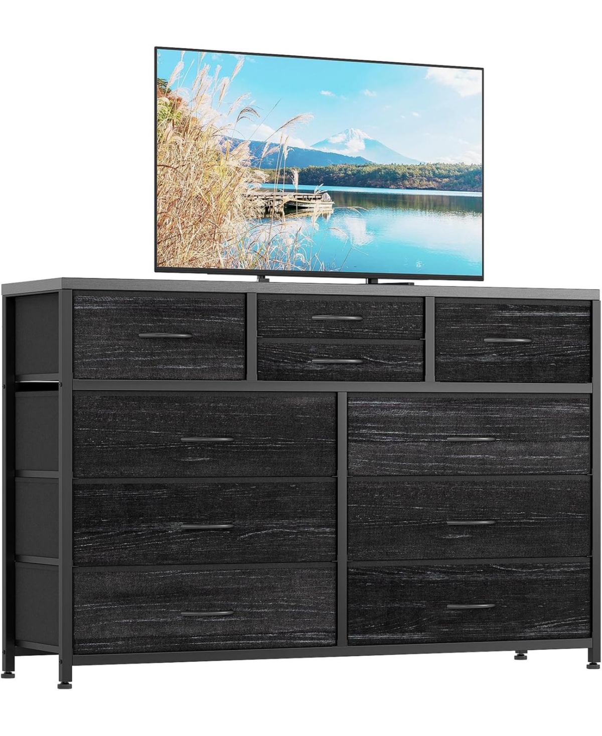 gaomon 10 Drawers Fabric Dressers for Bedroom, Modern Chest of Drawers, 45" Wide Tv Stand Dressers - Grey