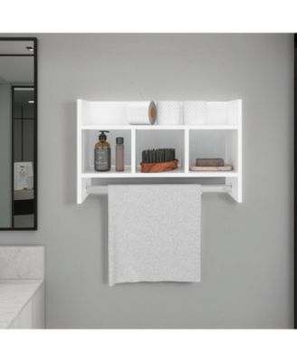 Franklin Bath Shelf with Towel Bar, Open Shelves, and Storage Space for Bathroom Items