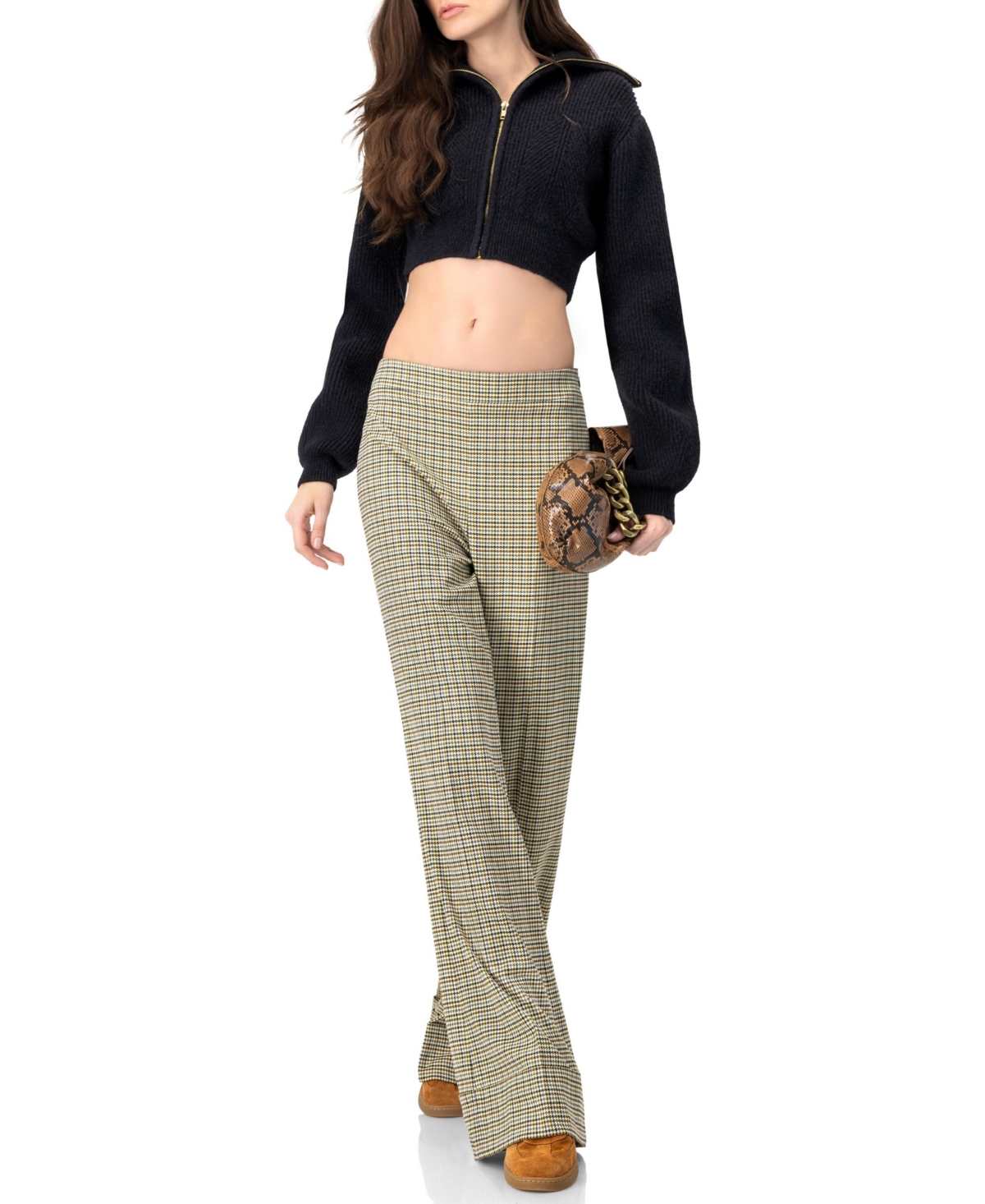 Ivonne Women's High-Waisted Semi-Flare Trousers