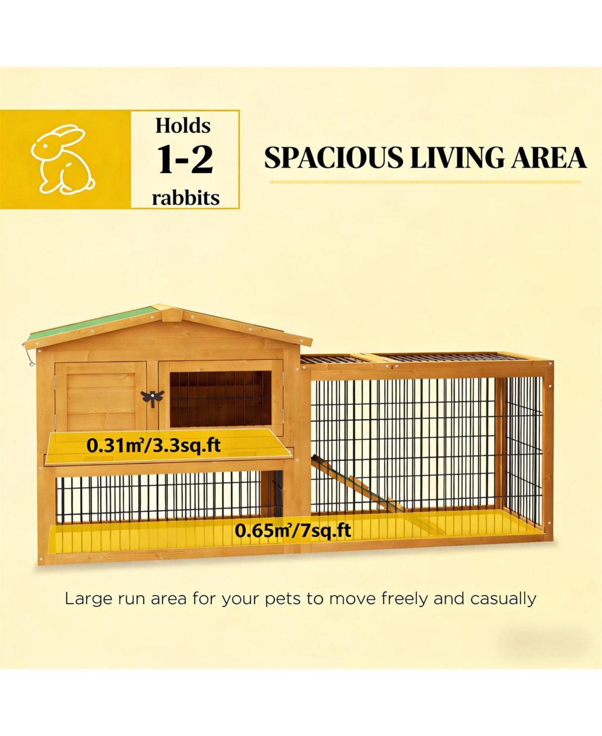 Aostirmotor Secure Outdoor Cat Hutch - Ventilated Wooden Shelter with Wheels