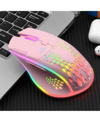 Wireless Gaming Mouse with RGB Lights - Adjustable DPI for Gaming, Office Work,Lightweight Honeycomb Design Compatible with Windows/Mac/Linux