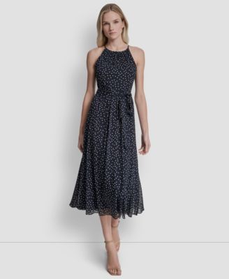 Women's Halter Fit And Flare Sleeveless Maxi Dress