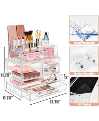 3 Piece Extra Large Stackable Cosmetic Organizers and Storage Set - Great Vanity, Dresser & Bathroom Organizer