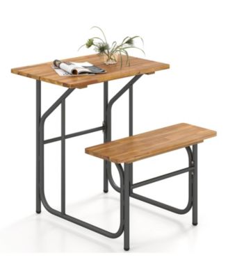 Acacia Wood Patio Picnic Table with Attached Bench Seat