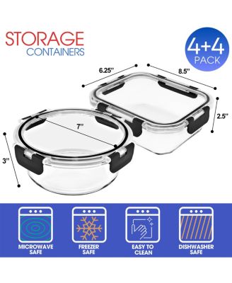 16 Piece Glass Meal Prep Containers with Airtight Lids - Preserves Freshness, Oven Safe, durable, BPA-free