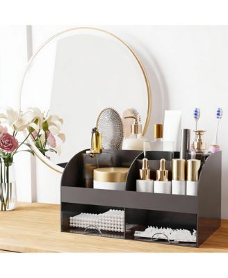  Makeup Organizer with 6 Sections & 2 Drawers for Desk, Bathroom, & Bedroom
