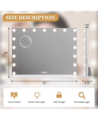 Vanity Mirror with Lights, Equipped with 17 Adjustable LED Lights, Featuring 3X Magnification, Smart Touch Controls with Three Adjustable Color