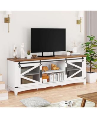 TV Stand for 70 Inch TV, Industrial & Farmhouse Media Entertainment Center with Storage