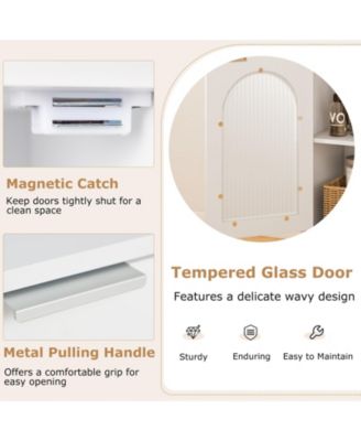 Bathroom Floor Storage Cabinet Wooden Side Organizer with Adjustable Shelf