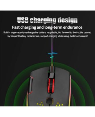 Wireless Gaming Mouse with RGB Lights - Adjustable DPI for Gaming, Office Work,Lightweight Honeycomb Design Compatible with Windows/Mac/Linux