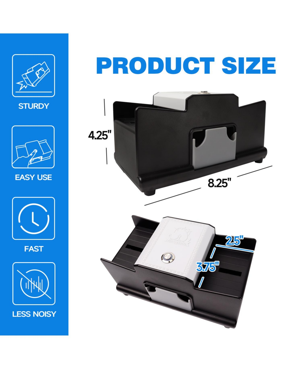 Gse Games & Sports Expert 2-Deck Casino Automatic Card Shuffler, Ac/Dc-Power Electric Shuffler Machine for Playing Cards