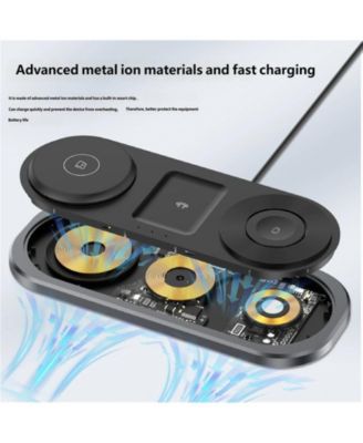 Foldable Wireless Charger with Charging Port - Magnetic 3-in-1 Charging Station, Watch and Earphone for Desktop