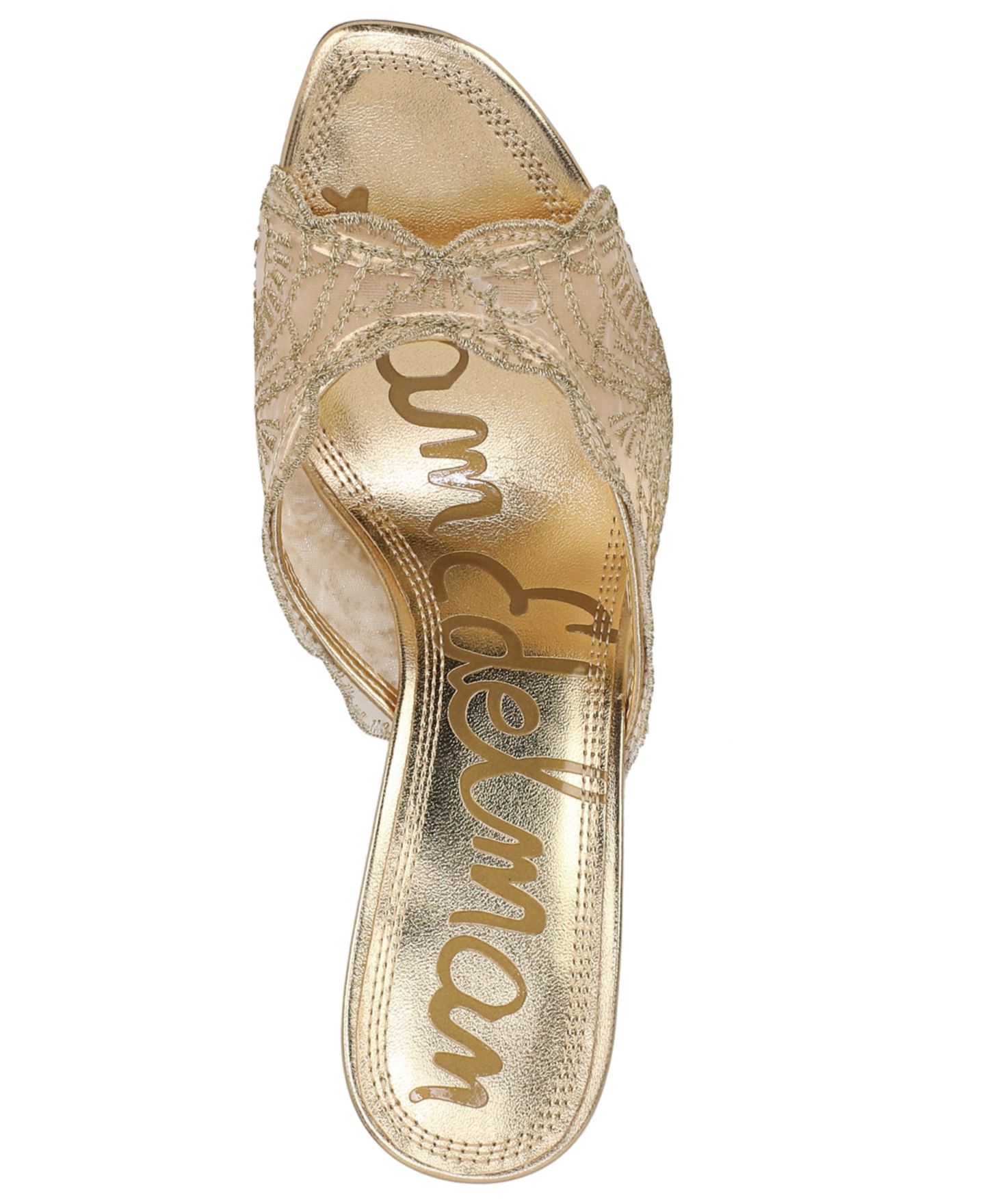 Женские сандалии Sam Edelman Iva Slide Dress Sandals, цвет: Янтарный золотой сетчатый — фото 4