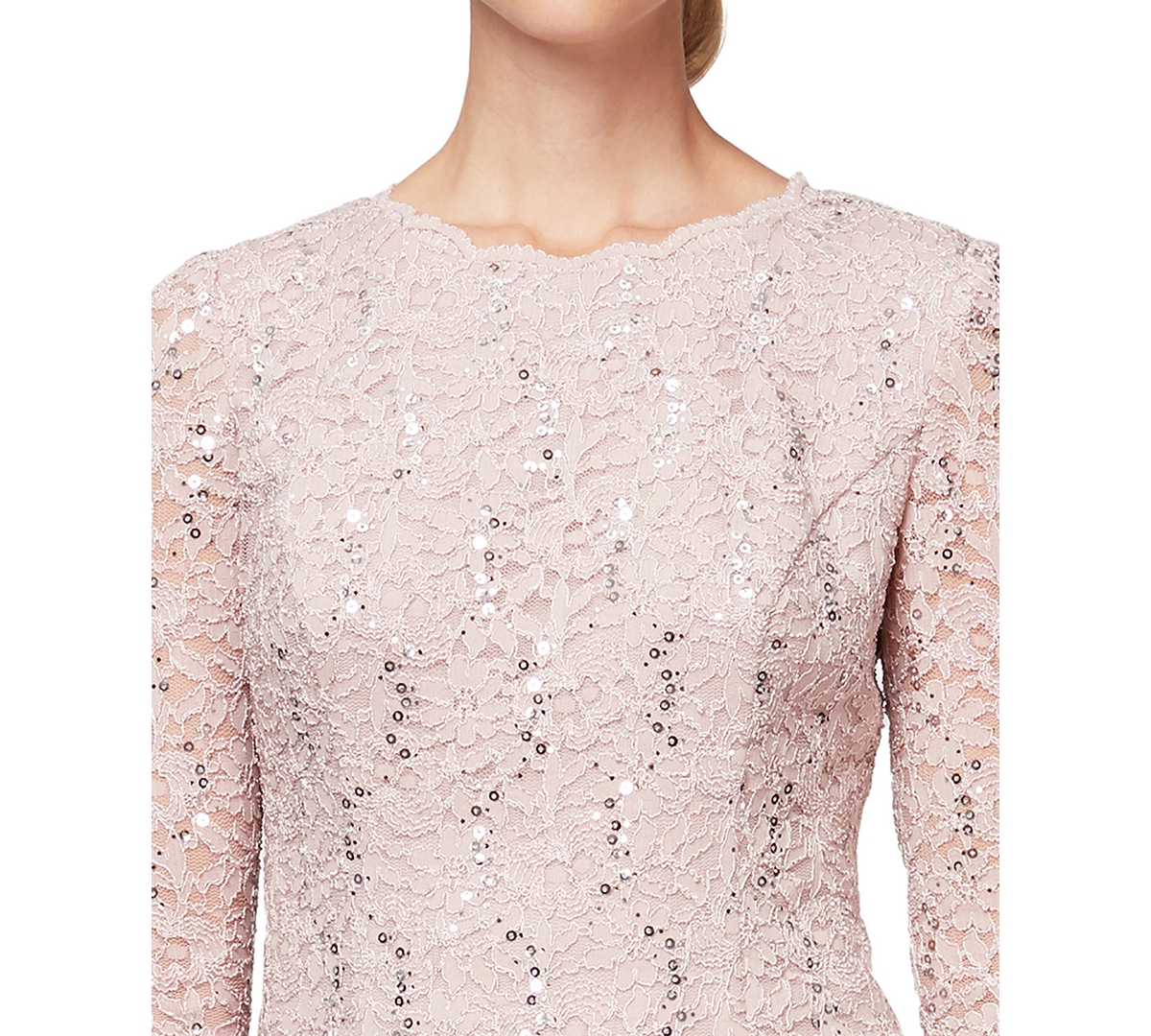 Alex Evenings Petite Cowl-Back Tea-Length Dress