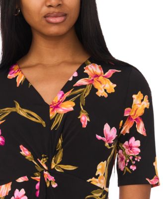 Women's V-Neck Twist Front Midi Dress