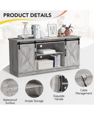 Farmhouse TV Stand, Entertainment Center for 65 Inch TV Media Console Table, Barn Door TV Stand with Storage