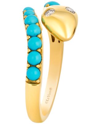 Turquoise (3/4 ct. t.w.) & Nude Diamond (2/25 ct. t.w.) Ring in 14k Honey Gold