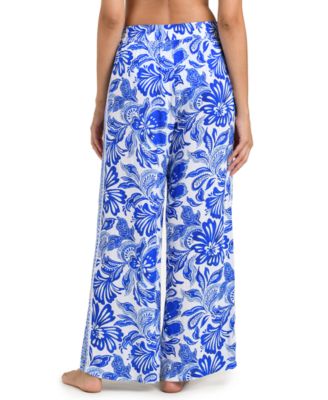Women's Botanical Brocade Wide Leg Cover-Up Swim Pants