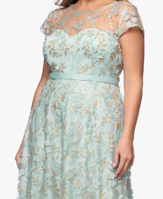 Plus Size Embellished 3D Flower Ball Gown
