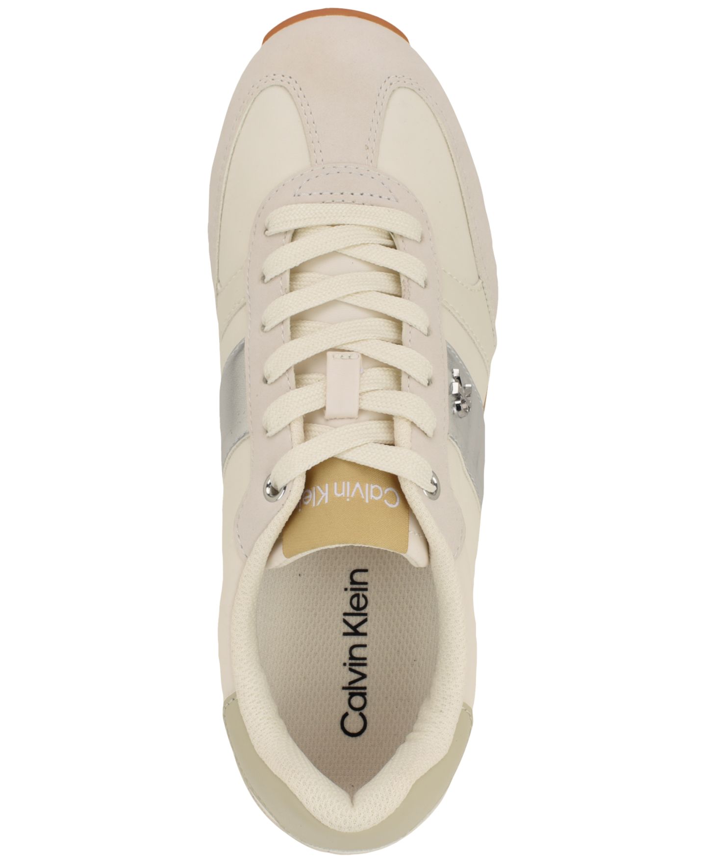 Женские кроссовки Calvin Klein Anora Retro Lace-Up, цвет: Бежевый / Серебряный — фото 4