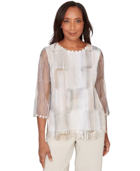 Petite Crewneck Knit Top - Neutral Multi