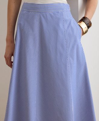 Petite Noldin Striped Paneled Broadcloth Skirt