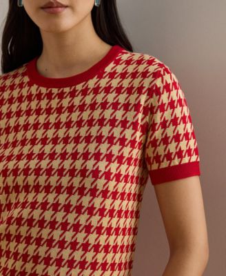 Petite Eyelah Houndstooth Short-Sleeve Sweater