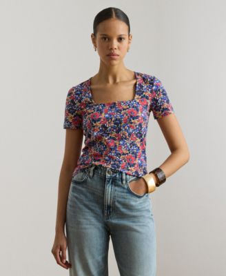 Petite Granbey Floral Square-Neck Top