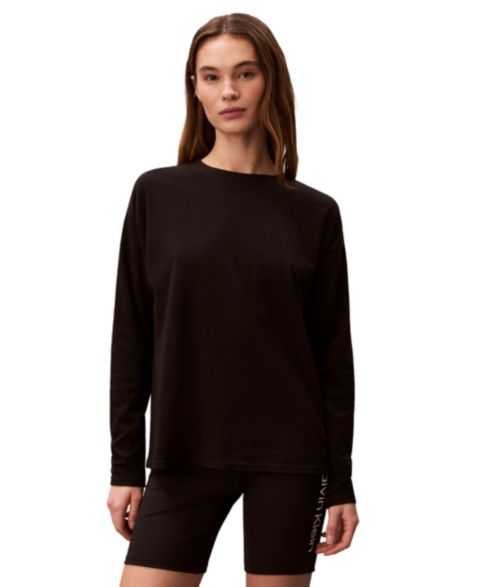Женская футболка Calvin Klein Performance Classic-Fit Long-Sleeve T-Shirt, цвет: Чёрный