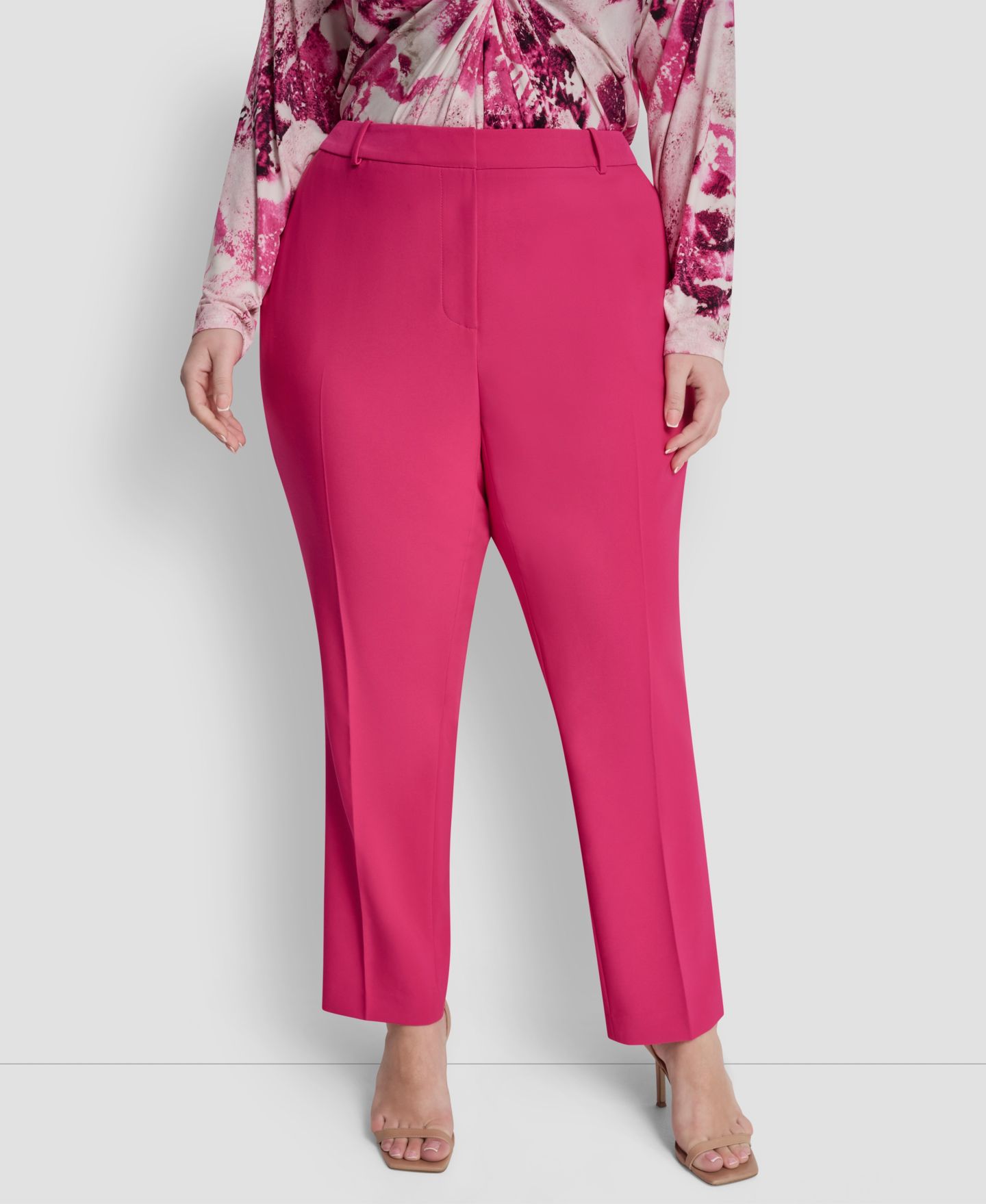 Женские брюки DKNY Plus Size Essex Ankle, цвет: Розовый — фото 1