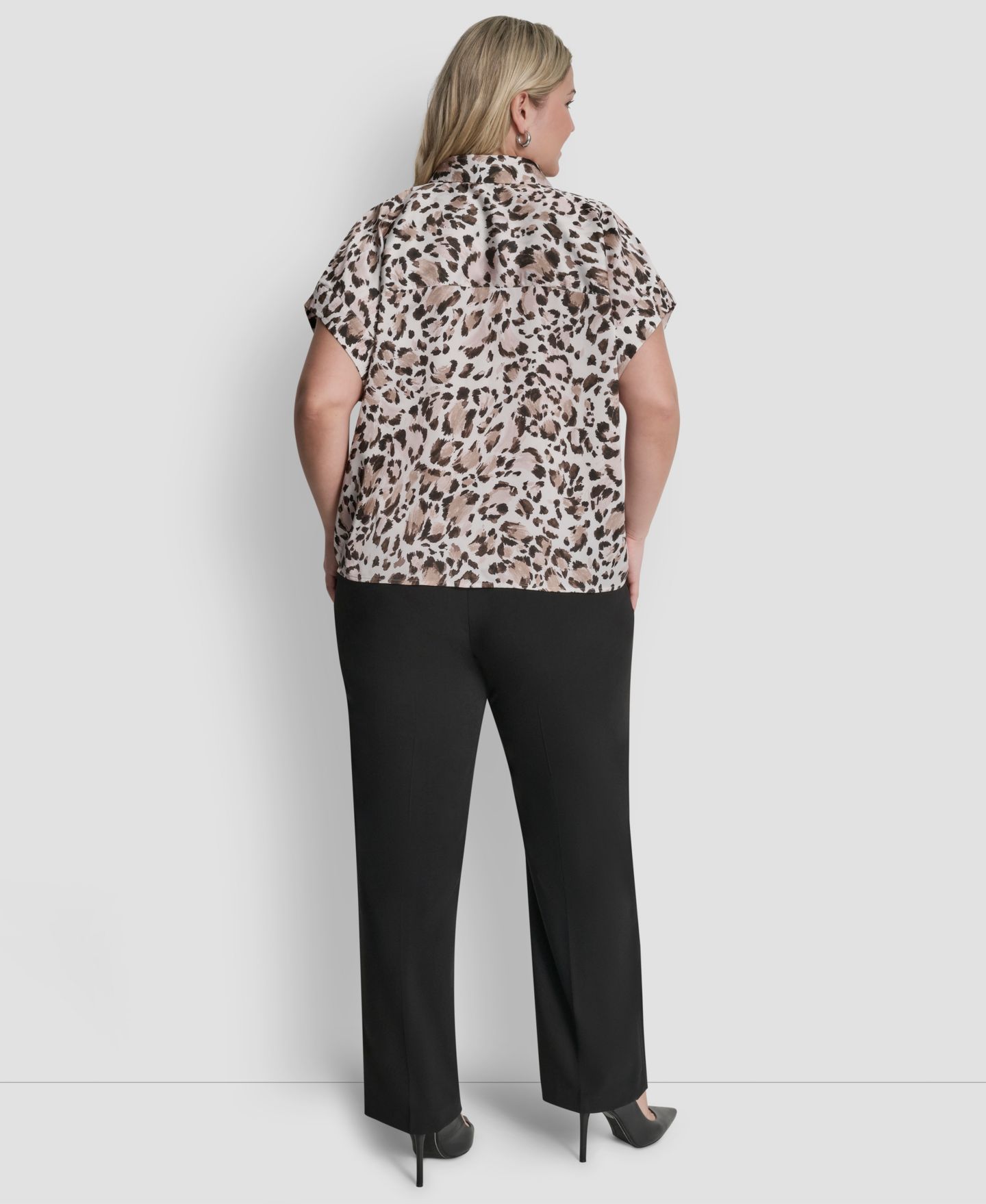 Женская рубашка DKNY Plus Size Printed Camp, цвет: Слоновая кость — фото 6