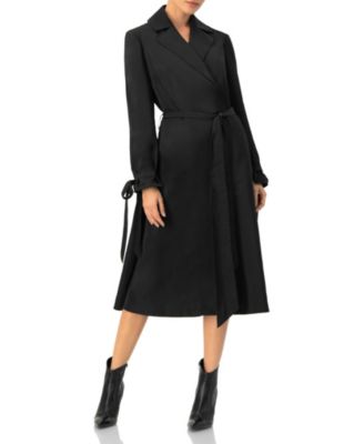 Women's Long Sleeve Wrap Midi Dress