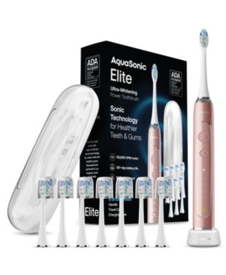 AquaSonic Elite - Advanced Ultra Whitening Rechargeable Toothbrush Set - Rose gold
