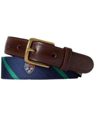 Men's Leather-Trim Silk Jacquard Belt